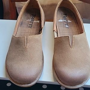 Born beige suede slip ons
